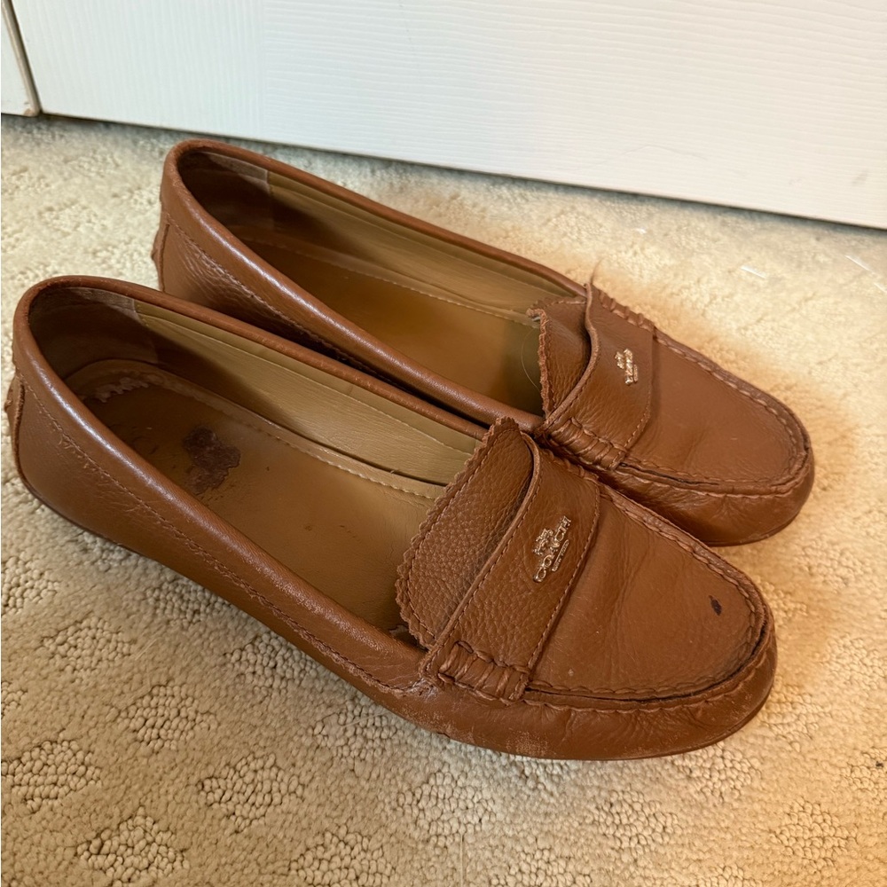 Coach Tan Leather Slip-Ons - Picture 2 of 7
